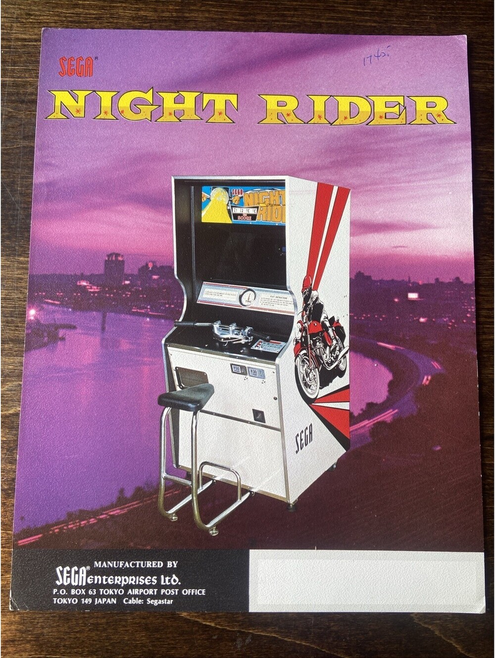 Sega Night Rider Arcade Pinball FLYER Original Ad Promo Poster Not PCB